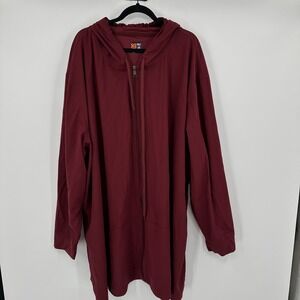 DXL Society of One Mens Burgundy Full Zip‎ Hooded Longline Jacket 5XLT